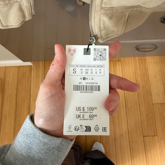 Zara Sherpa Suede Bomber/Aviator Jacket - Picture 4 of 8